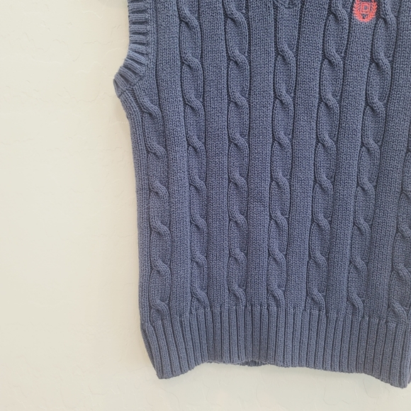 💕 CHAPS Navy Blue Sweater Vest Children's Size 7 - Picture 5 of 6
